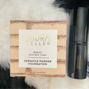 Laura Geller Baked Double Take Versatile Power Foundation & Kabuki brush-Medium